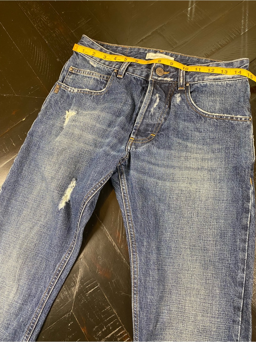 Pierre Balmain Men's Straight-Leg Distressed Denim Jeans in Blue - Picture 9 of 16